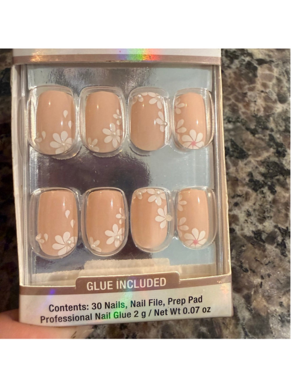 Women's Salon Perfect Press-On Nails One Size Beige White Floral